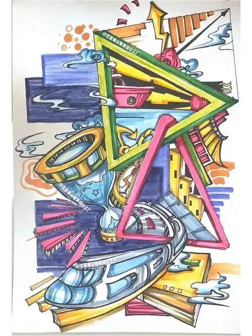 川美设计Ι现代出行方式Ι马克笔装饰画Ι创意