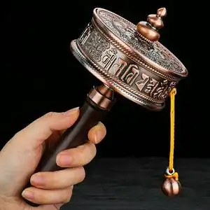 藏传佛教用品 嘛呢括罗 纪念版莲师心咒手摇转经轮 转经筒