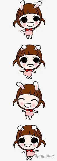 卡通兔耳朵小女孩png素材透明免抠图片动植人物