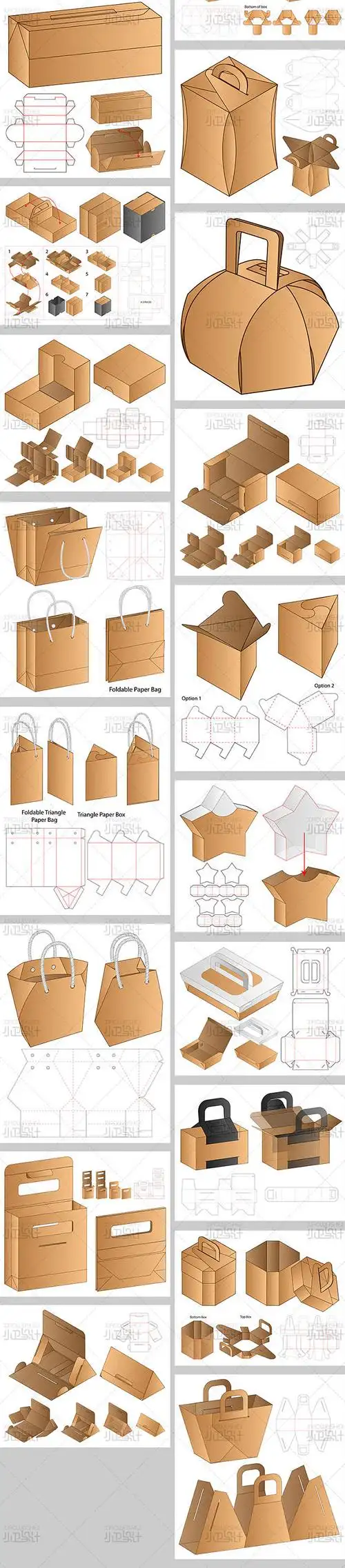 三角梯形异形包装盒袋子刀模展开图3d展示立体效果 平面设计素材-淘宝