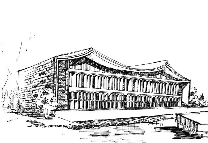 王澍中国美院象山校区现代建筑手绘