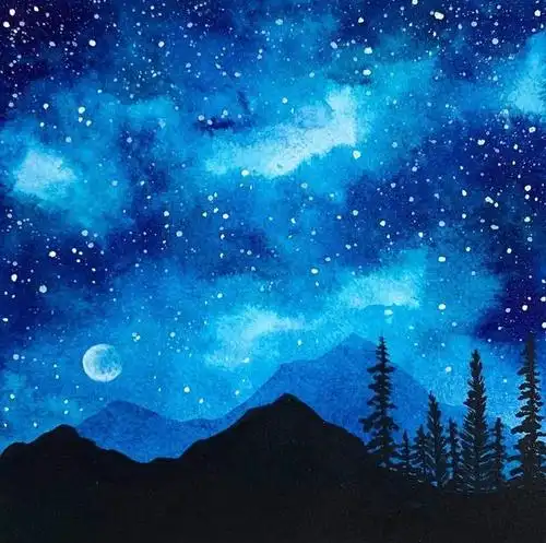 零基础唯美星空,插画丙烯油画水彩水粉入门绘画素材大全合集分享