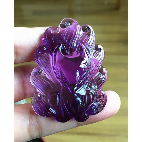 恋上心官方紫水晶九尾狐吊坠 旺运灵狐媚狐净体 紫水晶挂坠送绳 紫色