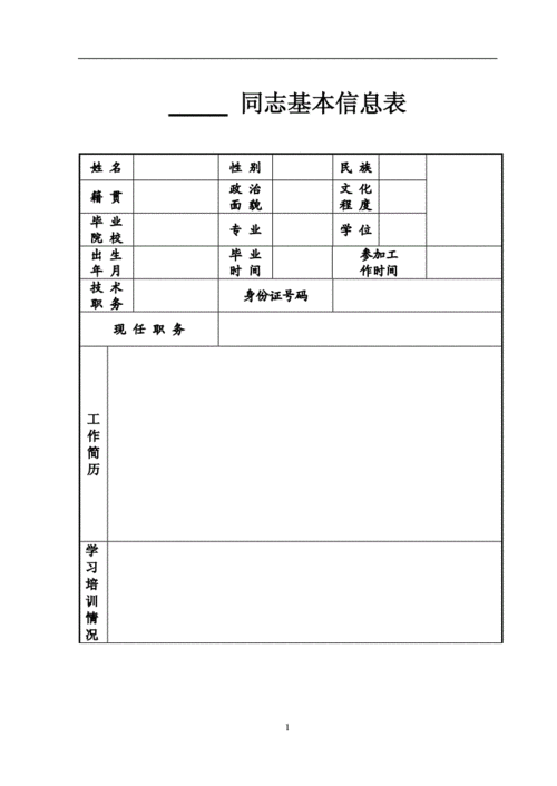 个人基本信息表模板doc1页