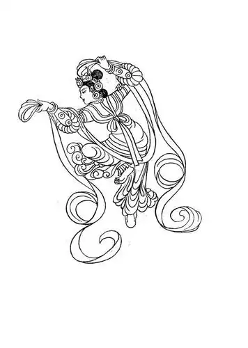60张白描线描敦煌舞姿,先收藏!