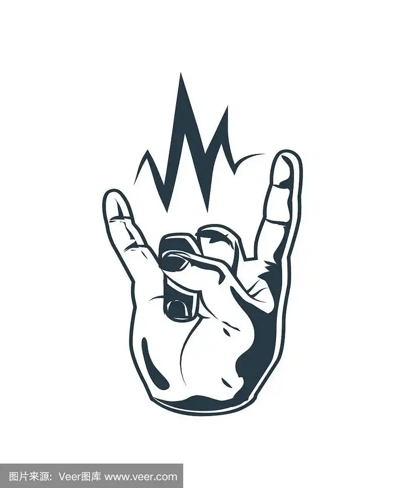 大拇指向上摇滚符号矢量插图