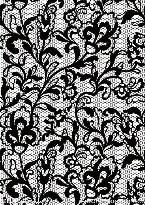 黑色花边图案透视蕾丝面料美丽婚纱面料婚纱面料透明纱蕾丝婚纱礼服