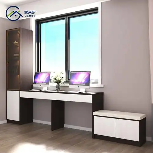 办公学习桌靠窗飘窗柜书桌书柜书架一体组合家用写字电脑桌台式