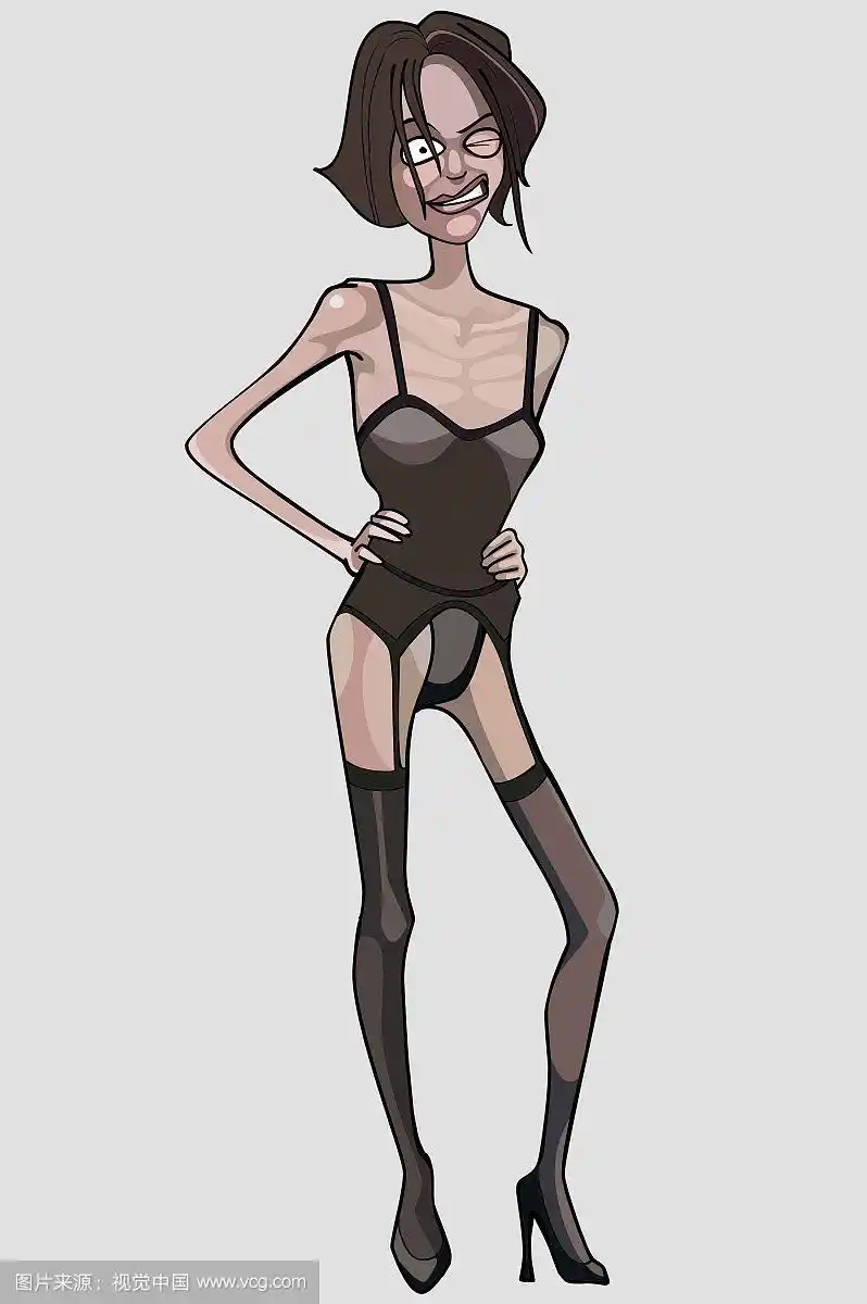 卡通里穿着内衣的瘦女人