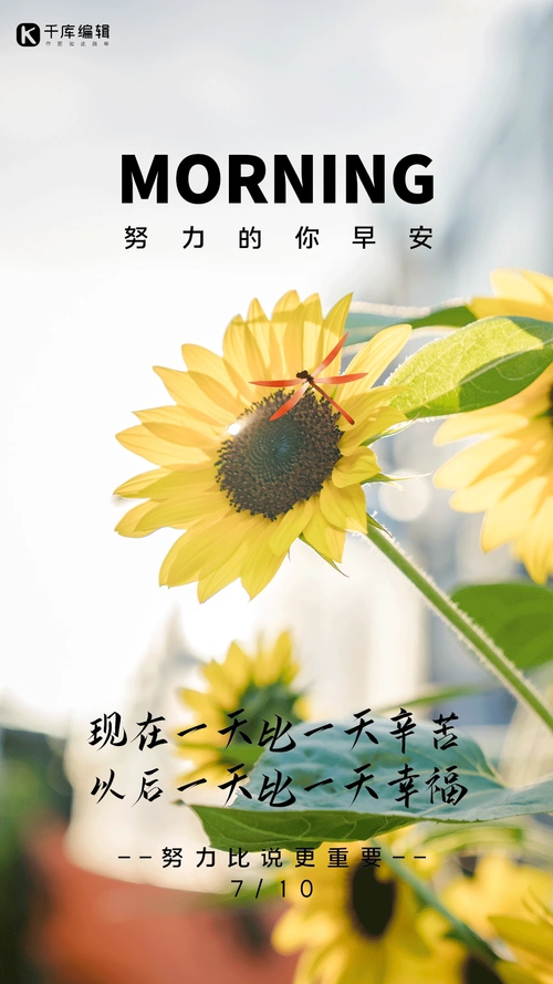 早安早上好问候正能量励志竖版动态海报