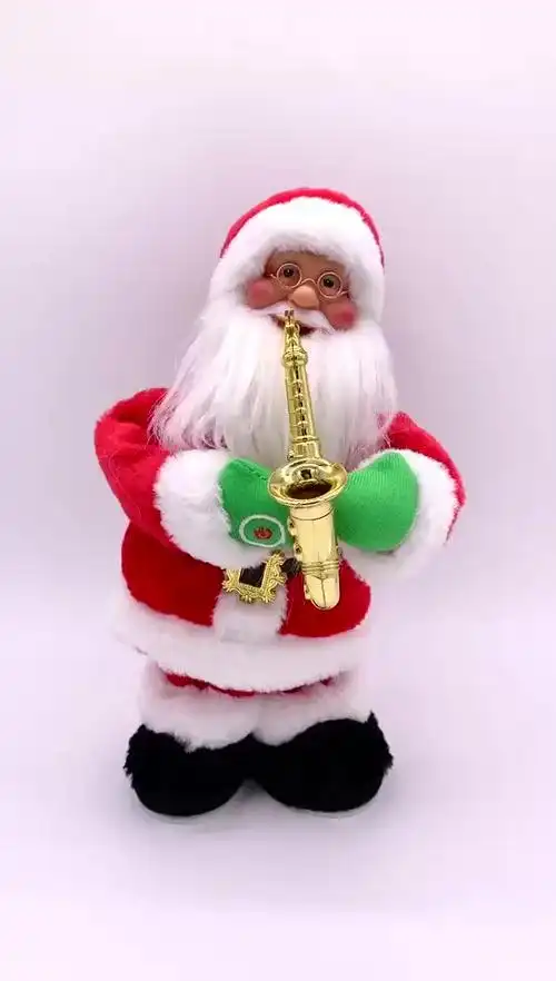 电动圣诞老人音乐吹萨克斯老人公仔装饰品 儿童圣诞节礼物玩具