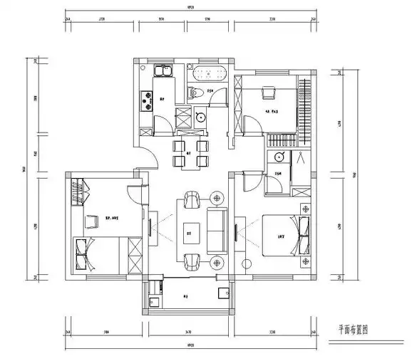 图纸资料下载-[江苏]常熟李闸小区三室一厅一厨一卫室内施工图设计(附