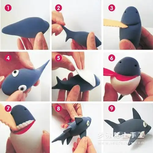 3d立体罗弗超轻粘土小鲨鱼制作教程图解