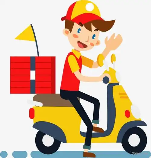 卡通招手外卖小哥png素材透明免抠图片-装饰效果