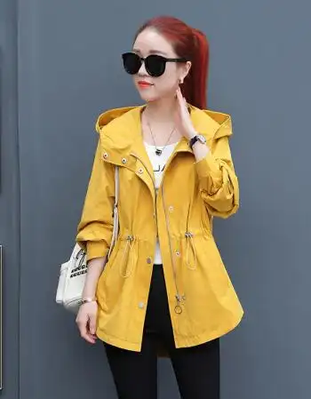 彩衣妮凡彩衣妮凡外套女2018春装新款韩版时尚春季外衣收腰显瘦连帽春