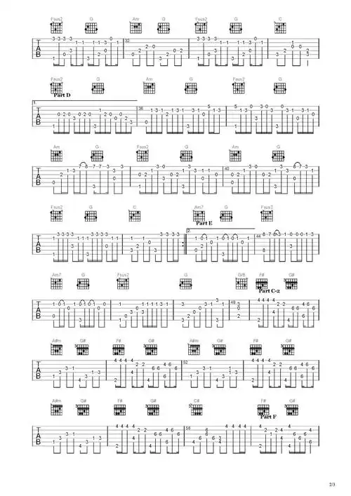 星茶会吉他谱-指弹谱-c调-虫虫吉他