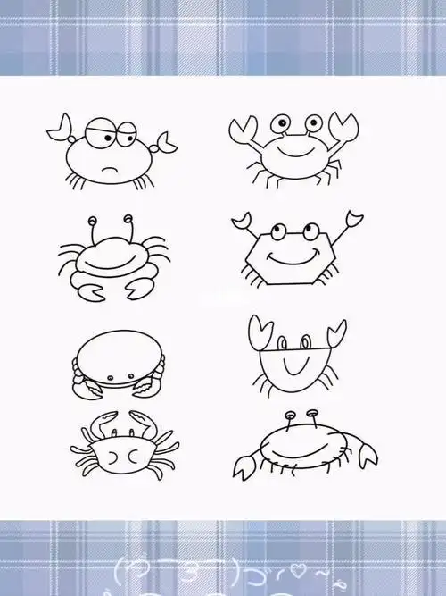 儿童简笔画海洋动物螃蟹 简笔画图片大全-蒲城教育文学网