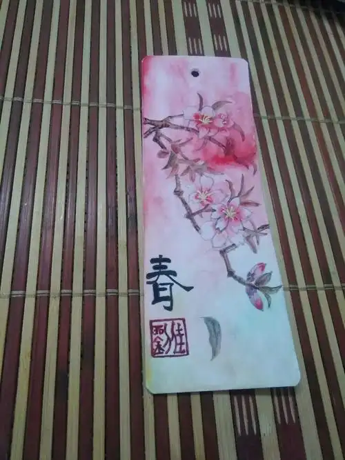 自学水彩10书签制作原创十里桃林含步骤图