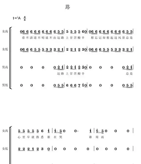 路 蔡程昱 上海彩虹室内合唱团 四声部 编配改编合唱简谱钢琴 - 抖音