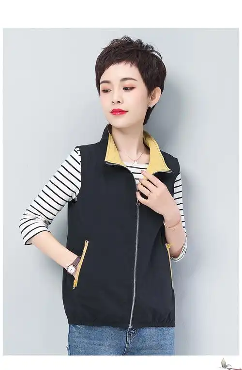轻奢品牌女装2022春 短款马甲女大码休闲时尚背心春宽松百搭坎肩薄款
