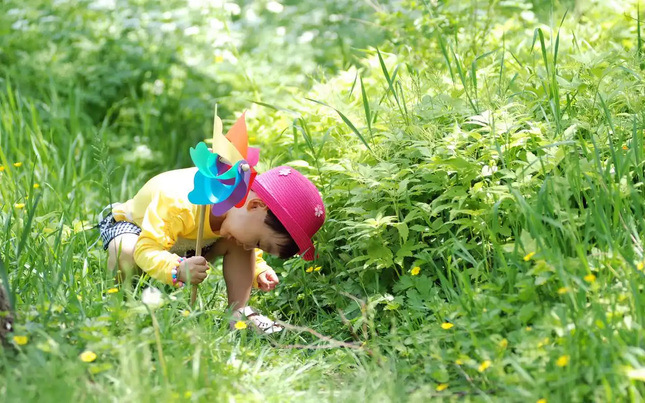 户外阳光下的淘气可爱宝宝高清桌面壁纸图片大全