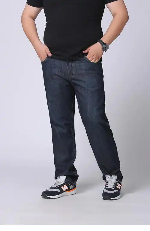 男士牛仔裤韩版时尚宽松无弹牛仔裤男秋冬款肥佬裤加肥加大码男士直筒