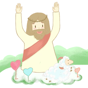 卡通风格婴儿耶稣出生在一个篮子里,他的头顶上有发光的金色光轮矢量