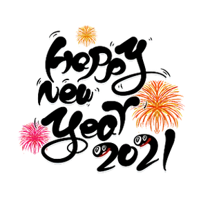 2020新年快乐烟花卡通可爱手绘艺术字