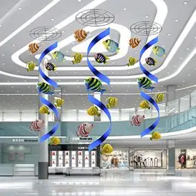 海洋主题夏季氛围装饰立体热带鱼群中空吊饰商场橱窗美陈展厅布置