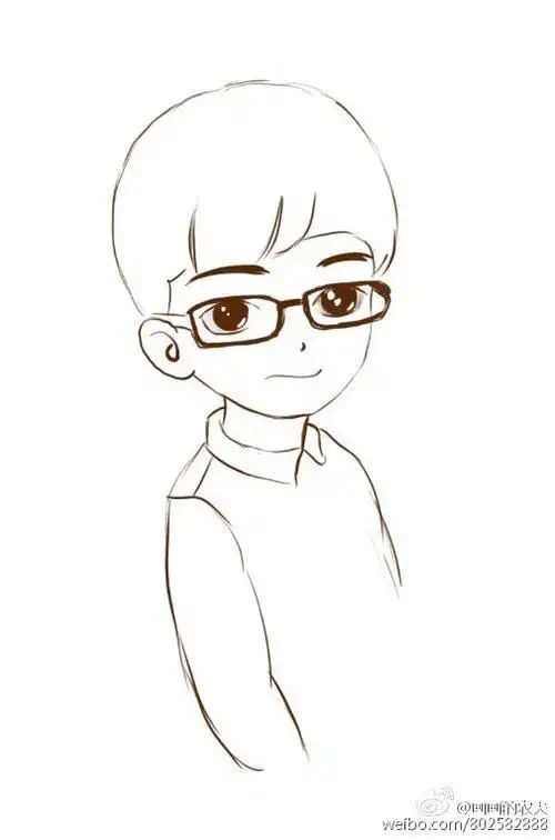 q版眼镜男生简笔画怎样画简笔画戴眼镜的男孩可爱q版人物的简笔画图片