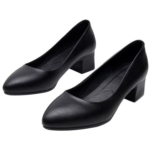 工作鞋女平底黑色皮鞋单鞋舒适软底工装职业空姐上班鞋久站不累脚