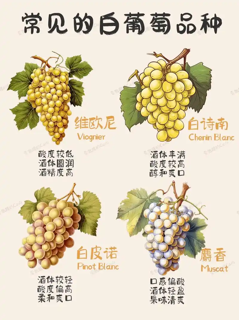 97一图看懂常见的白葡萄品种-下.