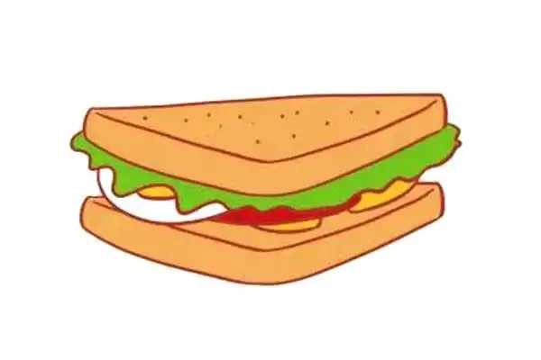 三明治简笔画三明治怎么画简笔画步骤彩色图片