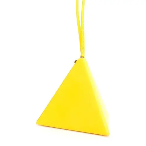 saint laurent paris/圣罗兰 女士黄色羊皮三角锥形手拿包 533469 0u