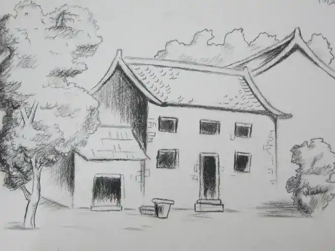 分类:速写专题  专题:教师节的画 宝宝初学蜡笔画画, 风景速写的蜡笔