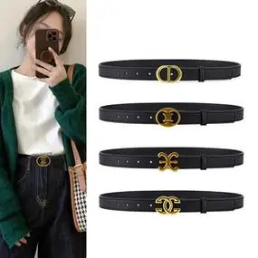 黑色皮带女士真皮腰带时尚百搭双c凯旋门装饰女生牛仔裤实用裤带