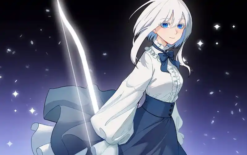 【procreate】有着蓝宝石眼睛的白发oc,她叫时鸟