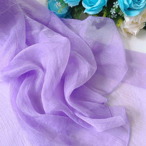 汉服披帛浅紫色百搭古风纯色锦丝皱亮光舞蹈飘带唐风披巾飘逸头纱