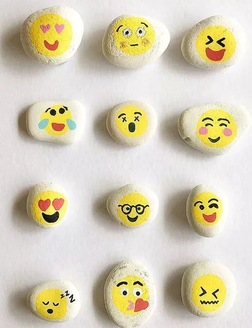 石头彩绘emoji表情