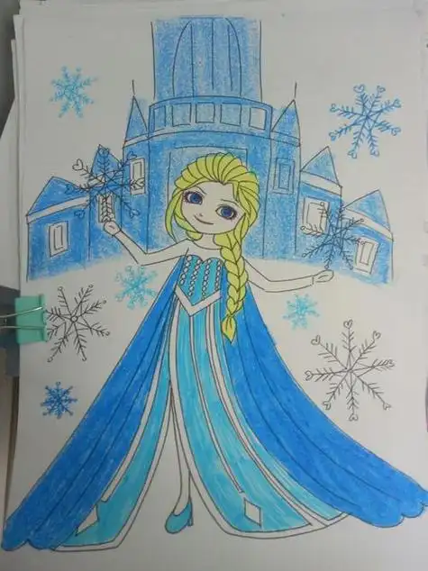 献爱心的公主涂色简笔画大全[冰雪奇缘]冰雪女王——艾莎公主简笔画