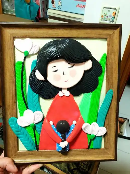 特价超轻黏土成品_超轻粘土相框画成品太空泥感恩节母亲节浮雕画创意