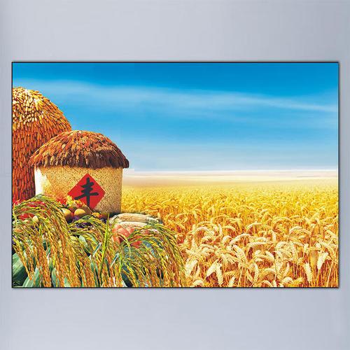 丰收金色麦田客厅装饰挂画五谷丰登水稻小麦餐厅粮仓厅火锅店壁画