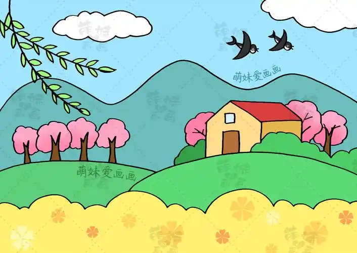 第五款儿童简笔画:春天的小鸟和花朵欢迎大家点赞,收藏,评论,大家的