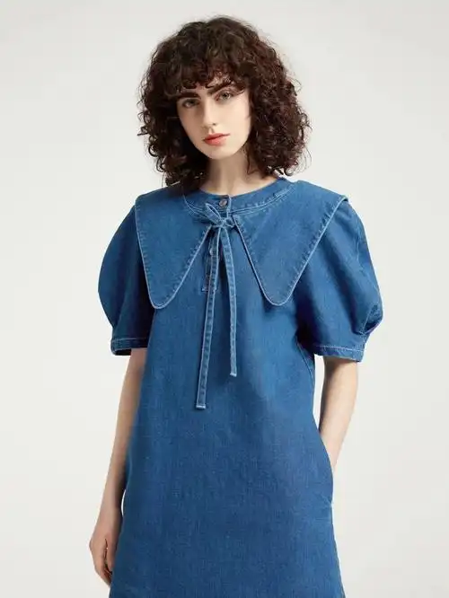 法式牛仔蓝复古摩登女孩时尚潮流