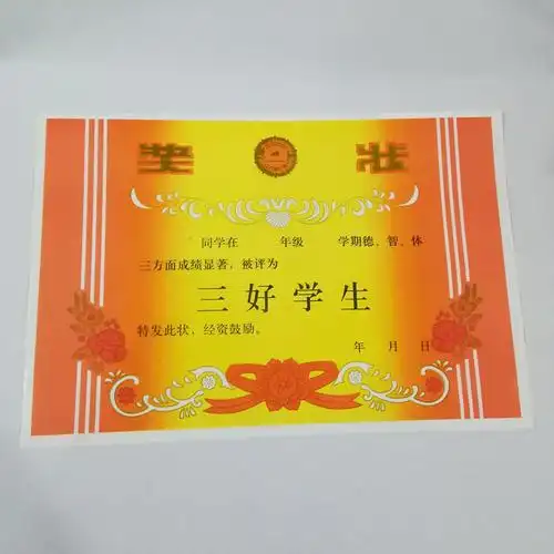 批发中小学幼儿园奖状4开8开16开空白被评为三好学生奖状纸