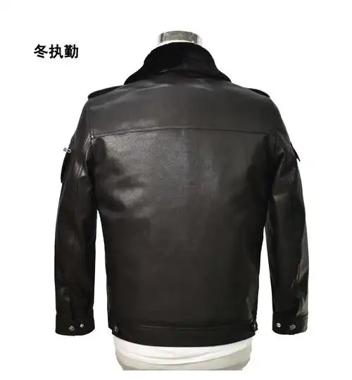 定制新式皮安保执勤交巡服皮衣山羊皮皮夹克外套可隐藏式工厂直销