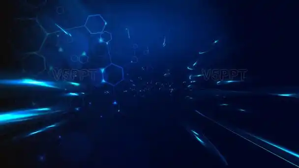 科技感蓝色商务六边形ppt背景图片