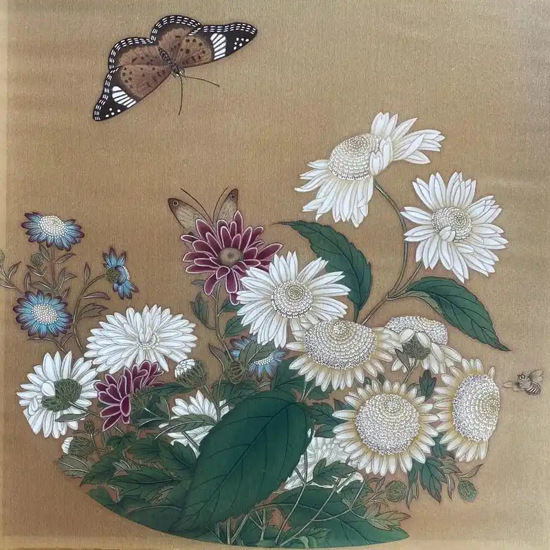 临宋·菊丛飞蝶图 #工笔画 #纯手绘 #画画使我快乐 #给生 - 抖音