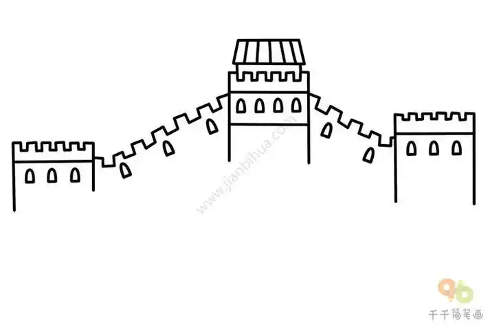 长城简笔画怎么画古代城楼简笔画古代城楼简笔画画法图解 西安城墙