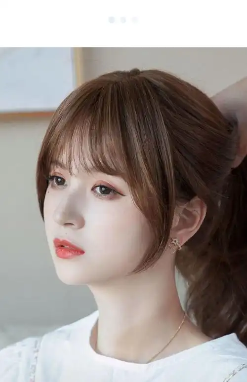 空气假刘海真发片假发片自然发片 自然色 真人发丝【机织工艺】【图片